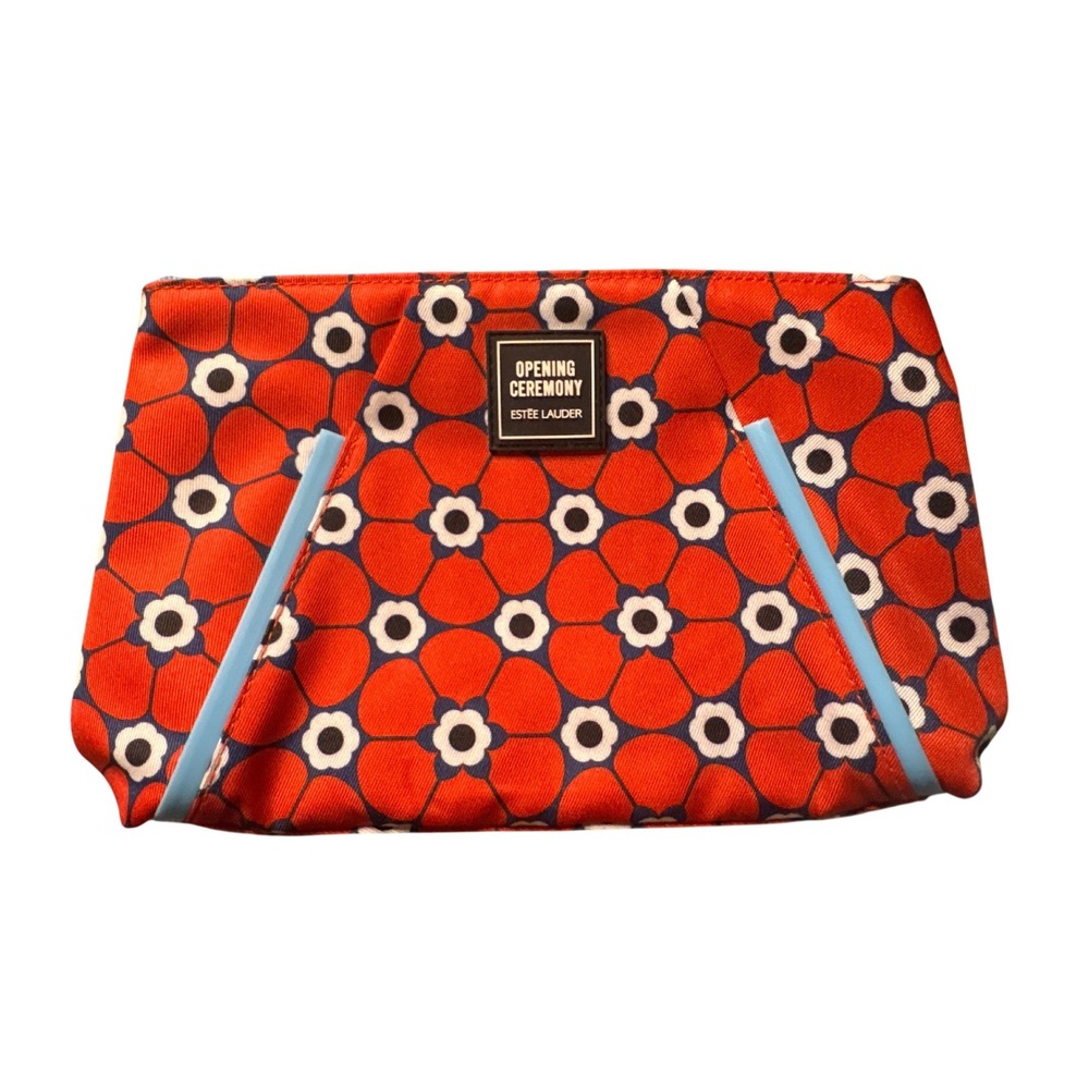 Opening Ceremony Estee Lauder Makeup Bag Women OS Red Excellent Floral Pouch